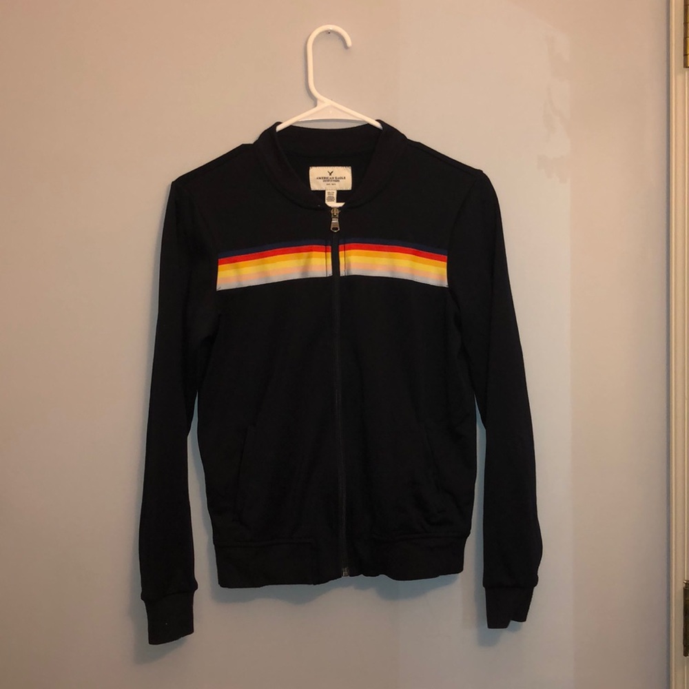 Bomber jacket with stripe accents